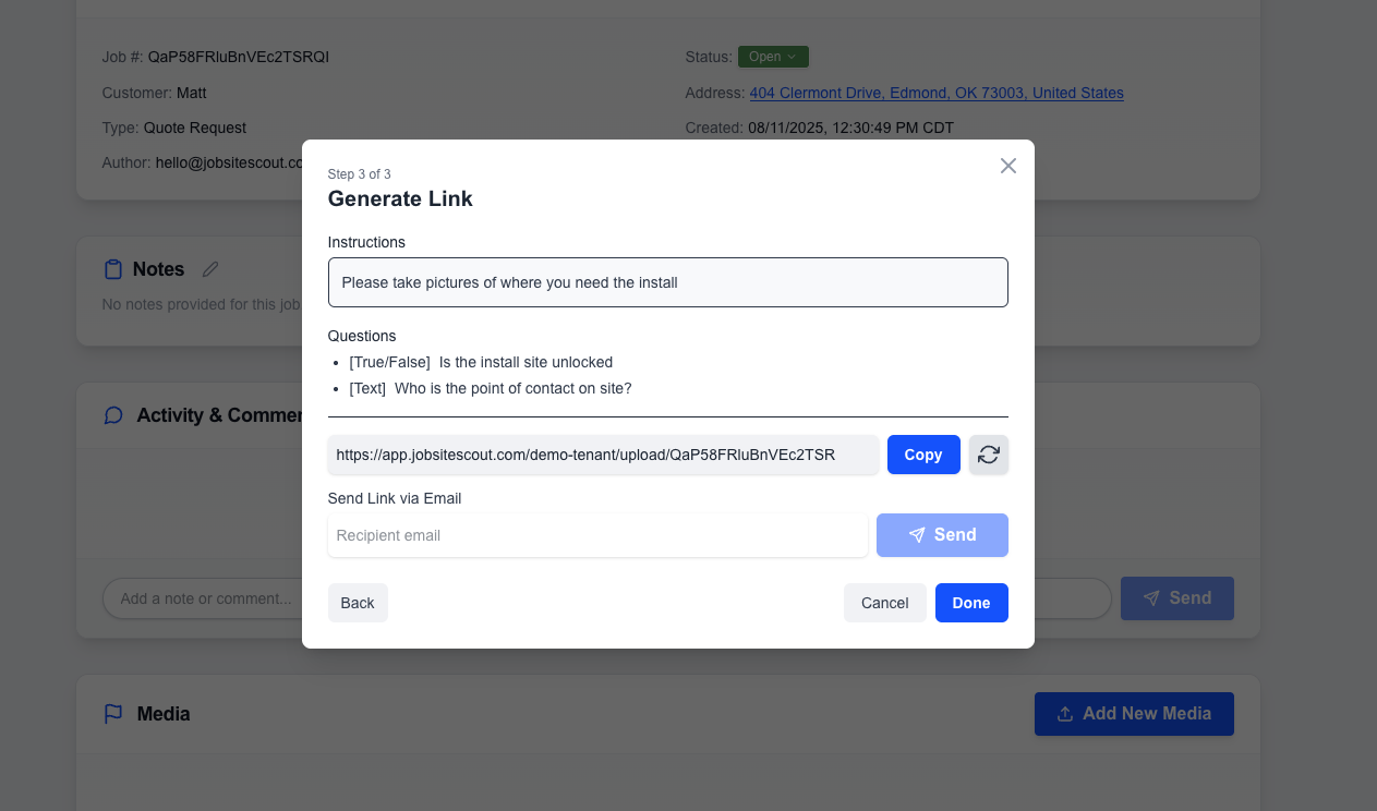 Workflow Step 1: Create & Send Link